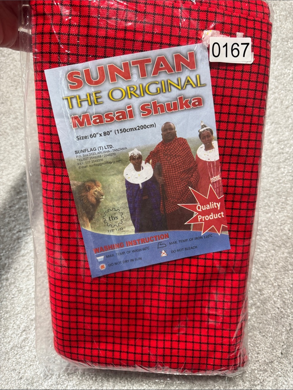 The Original Masai Shuka Red Men's Wrap Suntan 60" x 80" RED BLACK CHECK